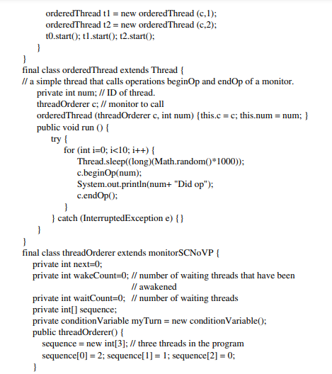 Suppose that monitor threadOrderer below uses an SC toolbox that is implemented without VP()...-2