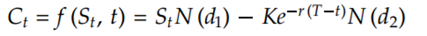 Show that the Black-Scholes formula for European call value: satisfies the Black-Scholes PDE:-1