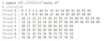 Create a C++ program for visualizing the thread iteration assignment performed by a parallel for...