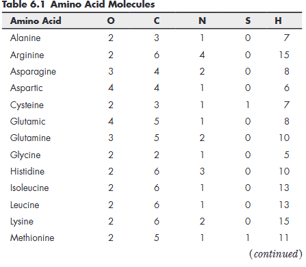 Amino Acids. The amino acids in proteins contain molecules of oxygen (O), carbon (C), nitrogen (N),...-1