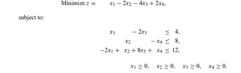 Solve the following problem using the simplex method: