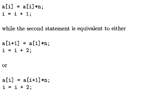 The statements are not equivalent. The operand ali+ +] has a side effect of incrementing i. Except...-2