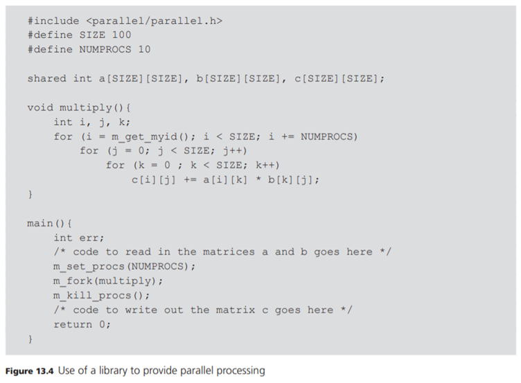 The C code of Figure 13.4 assumes that NUMPROCS is less than SIZE. What happens if NUMPROCS > SIZE?...