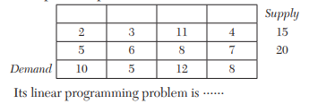 A transportation problem is The basic feasible solutions of 2x 1 + x 2 + 4x 3 = 11, 3x 1 + x 2 + 5x...