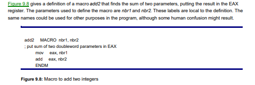 Using the macro definition for add2 given in Fig. 9.8, show the sequence of statements to which each...