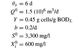 Estimate the total biological solids production rate in kg/d from activated sludge treatment ofthe...