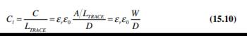 Using Eq. (15.10), calculate the parasitic capacitance of a 7.3-inch-long, 25-mil-wide stripline...-2