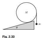 A uniform cylinder of mass M sits on a fixed plane inclined at an angle ?. A string is tied to the...