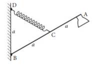 A small lamp of mass m is at the end A of a light rod AB of length 2a attached at B to a vertical...-3