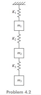 For a system comprising of three masses as shown in the figure of Problem 4.2, explain how you will...