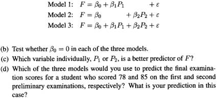 Consider again the Examination Data used in Exercise 3.3 and given in Table 3.10: (a) For each of...-1