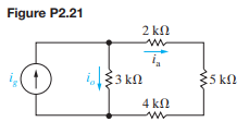 Derive Eq. 2.21. The current ia in the circuit shown in Fig. P2.21 is 2 mA. Find (a) io; (b) ig; and...-2