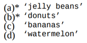 Consider the following alphabetized grocery list: Show a sequence of calls to list methods that...-2