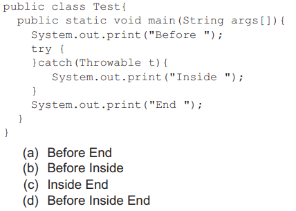 Which of the following is thrown by the read() method of Input Stream class? (a) Exception (b) File...