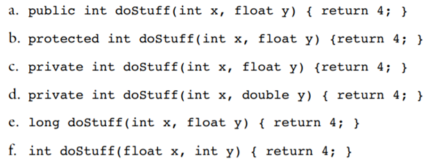 Given the following: which two methods, if inserted independently at line 8, will not compile?...-2