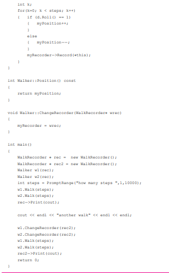 Program 12.4, frogwalk3.cpp in Section 12.1.6, shows how to attach an object that monitors two...-3