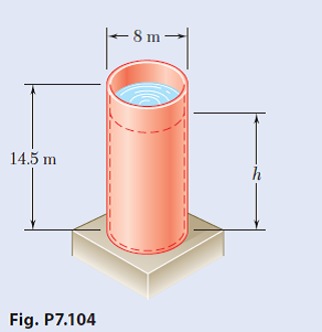 The unpressurized cylindrical storage tank shown has a 5-mm wall thickness and is made of steel...-2