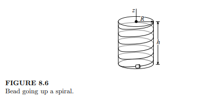 The bead of mass m in Figure 8.6 moves in the spiral of radius r. The coefficient of friction...