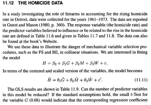 In the Homicide data discussed in Section 11.12, we observed that when fitting the model in (11.11),...-1