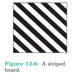 Write a routine createStripedBoard() that generates the image of a striped board, depicted in Figure...