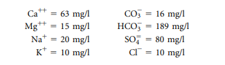 Calculate for the following water analysis the lime dosage needed for softening by selective calcium...