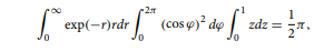 Evaluate the integral in cylindrical coordinates: using function qSimpsonCyl with nr = 200, n? = 20,...