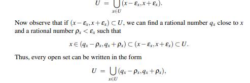 Recall that a set U ? IR is open if for every x ? U, there is a positive number ex, depending on x,...