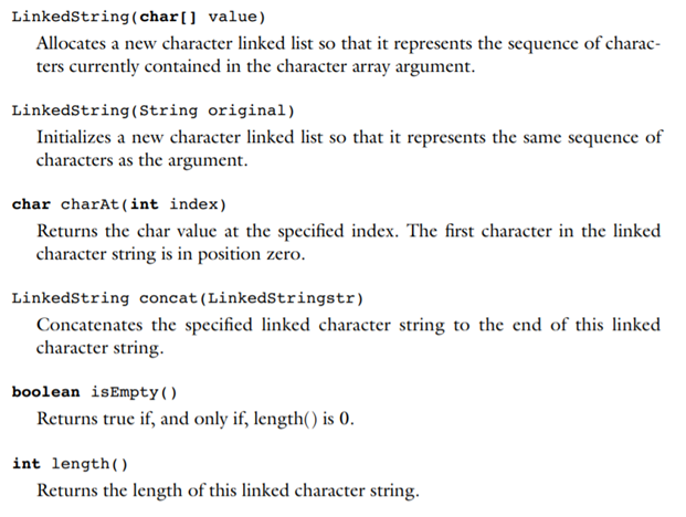 Implement the ADT character string as the class LinkedString by using a linked list of characters....-1