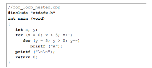 Determine the number of As that are printed by the program shown below.