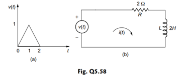 Determine the current i t( ) flowing through the series RL circuit shown in Fig. Q 5.58(b) when a...