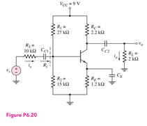 Consider the circuit shown in Figure P6.20. The transistor parameters are ß = 100 and VA = 100 V....