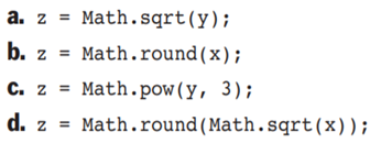 Assume that x has the value 3.6 and y has the value 4. State the value of the variable z after the...