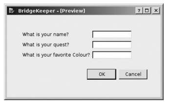 There are many ways of getting information from the user. The keeper of the Bridge of Death wants to...