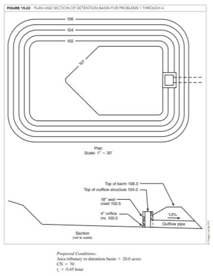 Using the results of Problems 1 through 3, route the inflow hydrograph listed in Table 15-4 through...-2