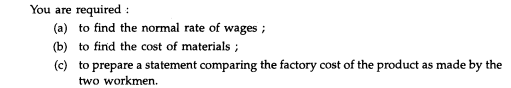 Two workmen, Vishnu and Shiva, produce the same product using the same material. Their normal wage...