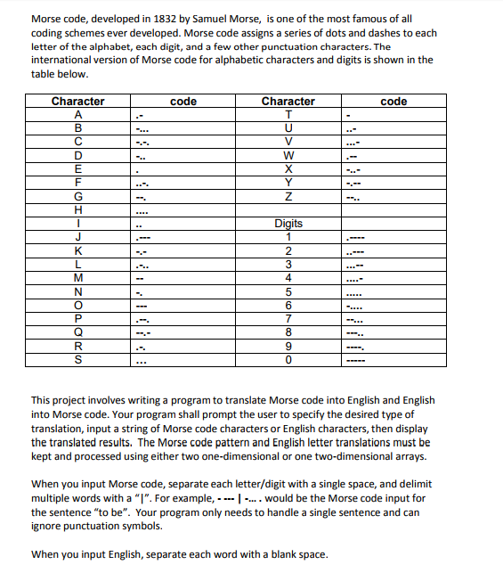 Java morse code to english and english to morse code translator 1 answer below » Java morse code to...