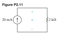 For the circuit shown in Fig. P2.11 a) Find v. b) Find the power absorbed by the resistor. c)...