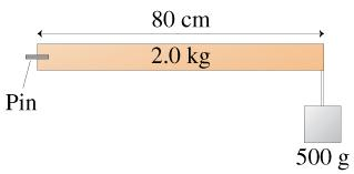 How much torque must the pin exert to keep the rod in the figure from rotating? Calculate this...