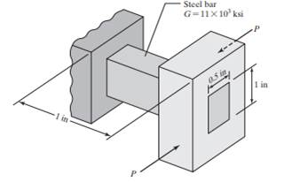 Consider the torsion of a steel bar (G = 11 * 103 ksi) having a rectangular cross section, as shown...