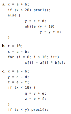 Find all the def.-use pairs for each code fragment given below.