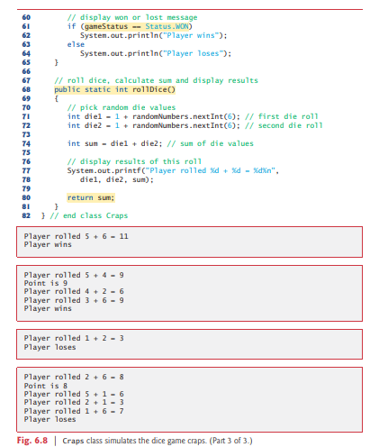 For the class Craps in Fig. 6.8, state the scope of each of the following entities: a) the variable...-3