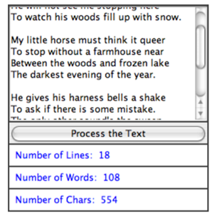 Write a panel with a JTextArea where the user can enter some text. The panel should have a button....-1