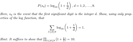 In the paper The Significant Digit Phenomenon, American Mathematical Monthly, Vol. 102, No. 4, April...