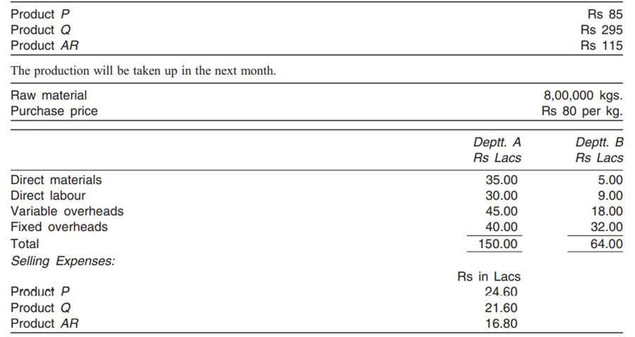 A company produces two joint products P and Q in 70 : 30 ratio from basic raw materials in...