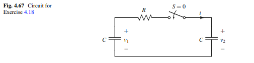 The circuit shown in Fig. 4.67 is made of linear time-invariant elements. Prior to time 0, the left...