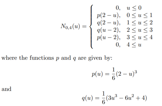 Verify by adding and that the equation of the first cubic B-spline is: See Figure 18.22.-3