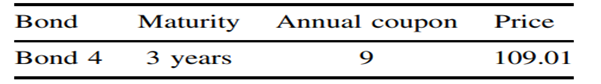 We consider three bonds with the following features: 1. Find the 1-year, 2-year and 3-year...-2