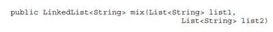 Write a method that takes two lists of equal size and makes and returns a new list, alternating...