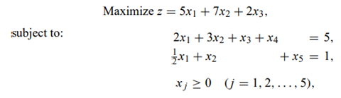 After solving the linear program: and obtaining the optimal canonical form we discover that the...-1