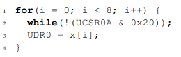 Similar to Example 10.6, consider a C program for an Atmel AVR that uses a UART to send 8 bytes to...